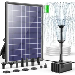8W Solar Fountain Pump With 3600mAh  Backup, Solar Water fountain for Bird Bath with Double-Layer Nozzles & 5Ft PVC Tubing for Bird Bath Small Pond Waterfall DIY Features