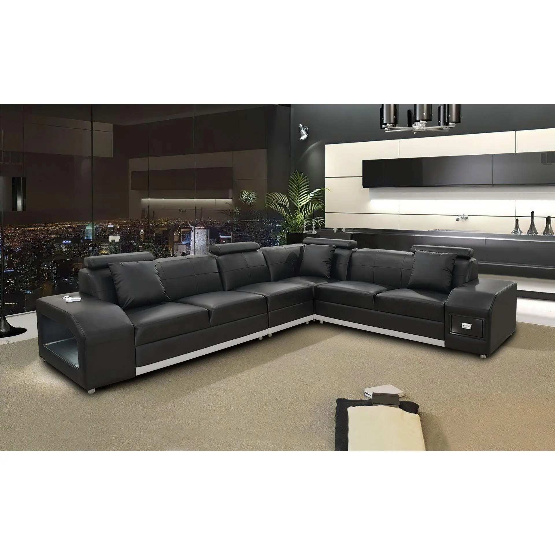 Giada Leather Sectional with LED Lights Giada Leather Sectional with LED Lights