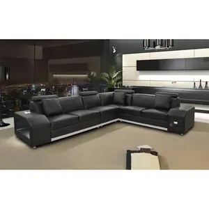 Giada Leather Sectional with LED Lights