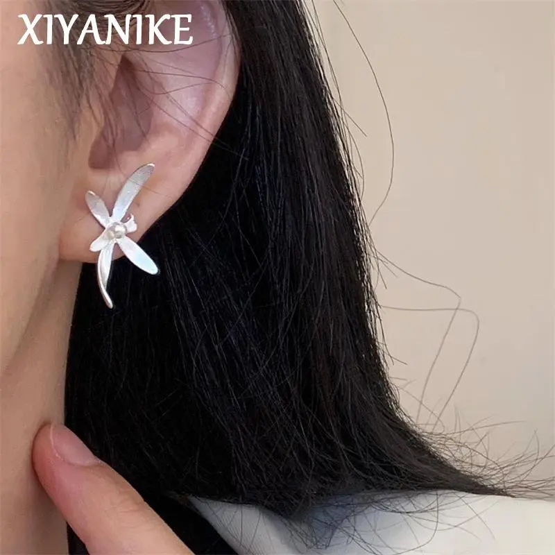 Exquisite Orchid Flower Ear Stud Piercing Earrings For Women Fashion New Jewelry Accessories Gift Party серьги