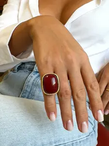 Vintage Antique Gemstone Ring, Geometric Multicolor Resin Center Stone, Geometric Design, Chic Commuter Style Ring, Lightweight Mature Look, Mature Appeal