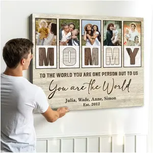 2D Flat, 2D Flat, 2D Flat Custom Photo Canvas | Personalized Mother'S Day Gift, Wooden Frame Wall Art with Name And Photo Slot, Touching Words, Suitable for Home Decoration in Living Room, Bedroom Or Office, Gift for Grandma, Personalized Canvas fathersda