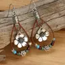 Boho Style Flower Decor Water Drop Design Dangle Earrings, Bohemian Earrings, Unique Design Earrings, Statement Earrings, Versatile Earrings, Fashionable Jewelry for Women & Girls, Stylish Jewelry, Trendy All-match & Exquisite Jewelry for Birthday Gift