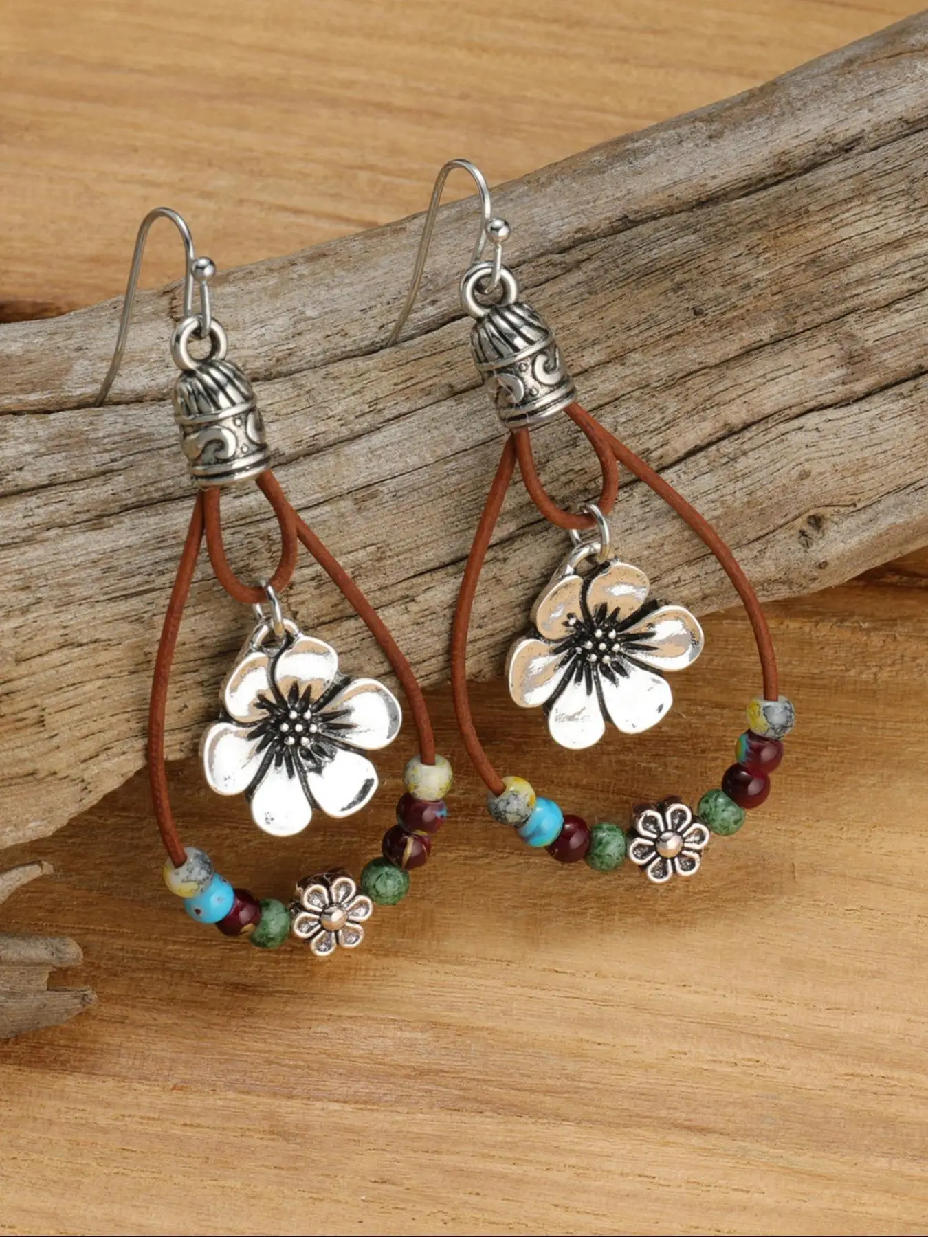 Boho Style Flower Decor Water Drop Design Dangle Earrings, Fashionable Jewelry for Women & Girls, Trendy All-match & Exquisite Jewelry for Birthday Gi
