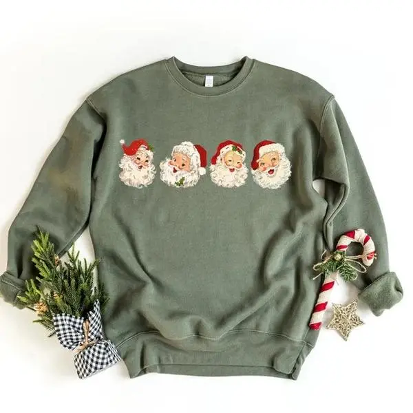 Retro Cheerful Santa Tshirt, Santa Merry Christmas SweatShirt, Vintage Santa Claus Graphic Tee, Xmas Women Men Gift, Classic Christmas Sweatshirt, new year shirt, Crewneck, Sweater, Unisex Cotton Tee, Fits Top Hot Shirt