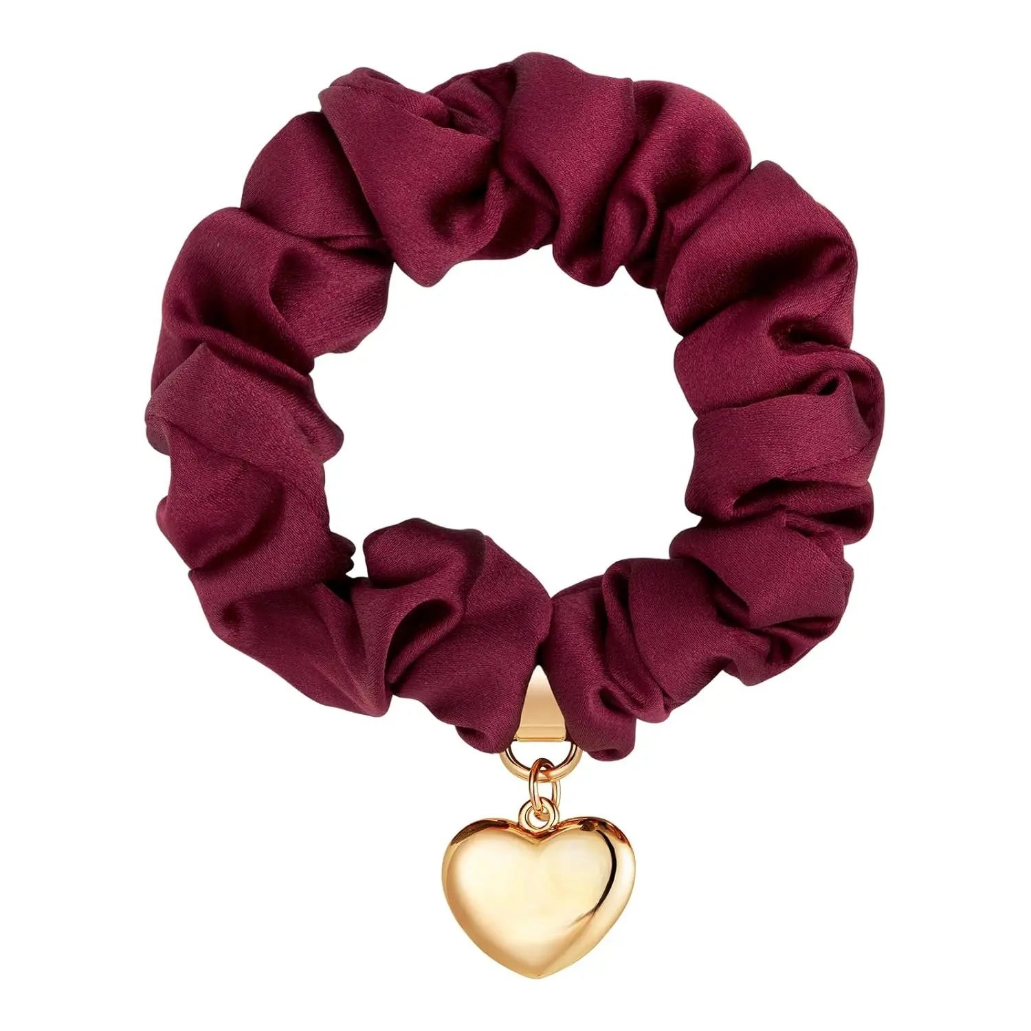 Heart-Shaped Hair Scrunchies  Women, Fashion Hair Elastics Hair Ties, Ponytail Holder with Elastic Hair Bands   women girls ( Red)