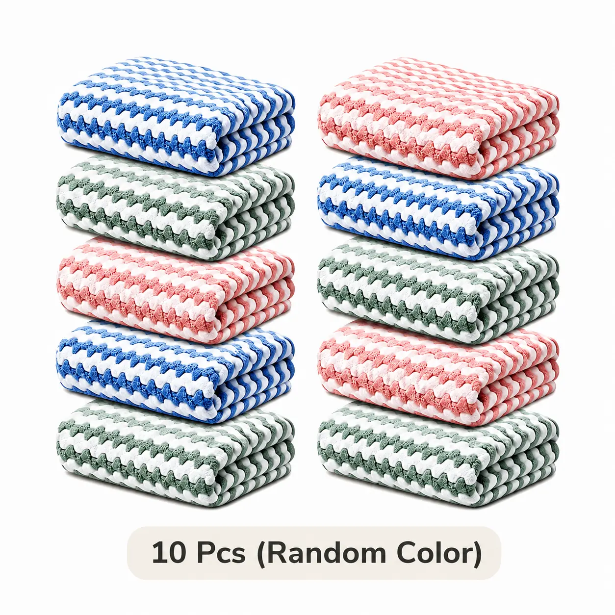 10PCS 10 Inch Square Super Absorbent Kitchen Cleaning Towels, Kitchen Sink Cookware & Household Daily Wiping, Reusable Dish Towel Set, Ultra Soft Fast Dry Lightweight Kitchen Supply