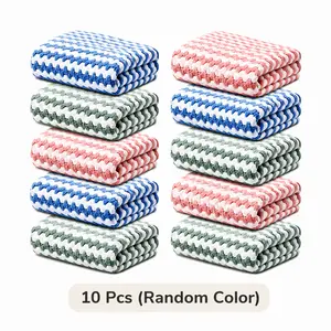 10PCS 10 Inch Square Super Absorbent Kitchen Cleaning Towels, Kitchen Sink Cookware & Household Daily Wiping, Reusable Dish Towel Set, Ultra Soft Fast Dry Lightweight Kitchen Supply