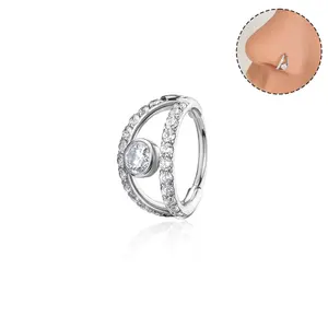 OUFER 20G Double Hoop Nose Ring with CZ 316L Stainless Steel Non Tarnish Jewelry