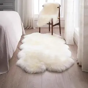 Faux Sheepskin Rug, 1 Count Soft Plush Area Rug, Fluffy Modern Rug, Non-slip Floor Mat for Home Living Room Bedroom Study Room, Home Decor