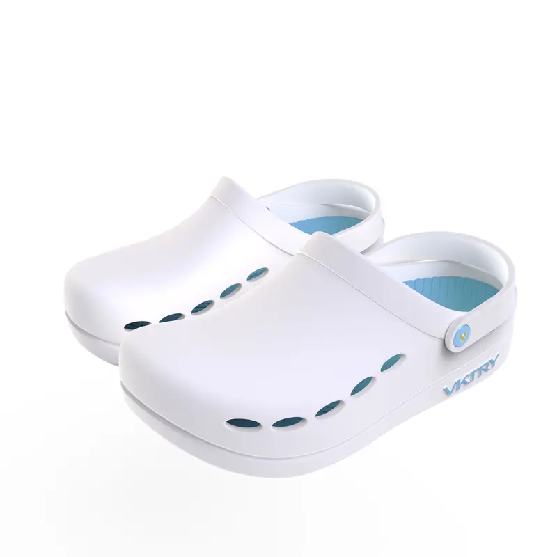 VKTRY Recovery Clog in White/Blue (with Carbon Cloud Technology)
