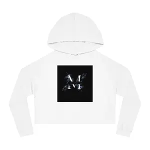 M Letter Monogram Floral Accent Cropped Hoodie | Initial M Sweatshirt