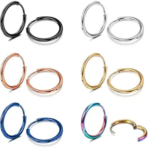 MILACOLATO 6 pairs Surgical Steel Small Hoop Earrings for Women Men 1.6MM Tube Huggie Earrings Cartilage Helix Lobes Earrings Nose Rings Daith Rings Sleeper Tiny Hoop Earrings Body Piercing Jewelry 6/7/8/9/10MM Daily