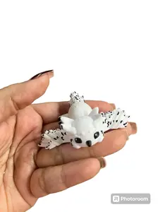 3d Printed snow baby owl figurine done in PLA plastic great for decoration