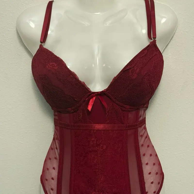 Red Heart Corset - Elegant Lace Design with Adjustable Straps for Comfort and Style - Stylish & Comfortable