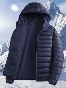 Single Piece Hooded Fleece-Lined Lightweight Down Jacket Coats, Casual Winter Outerwear for Men & Women, Comfortable and Stylish