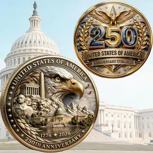 America 250th Anniversary Commemorative Coin, USA 250th Anniversary Challenge Coin 1776-2026 for Patriotism, Freedom, American Eagle & Patriotic Symbols Collectible
