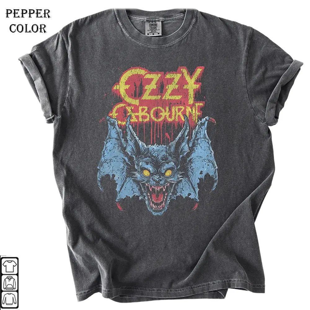 Vintage Rock Band Pepper Comfort Color T-shirt, Bat Graphic Halloween Shirt, Vintage Rock Tee for MetaI Fans, Heavy MetaI Concert Shirts