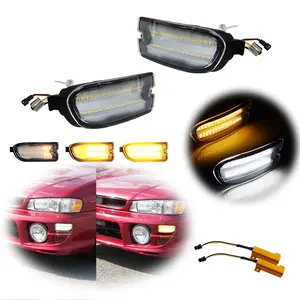 2pcs Clear Switchback Amber LED DRL Front Signal lamps Lights For 1999 2000 2001 Subaru Impreza,Replace OEM 84441FA160, SU2531104, 84441FA170, SU2530104
