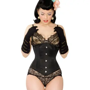 Kinnaird Ireland Black Duchess Satin Lilah Steel Boned Corset