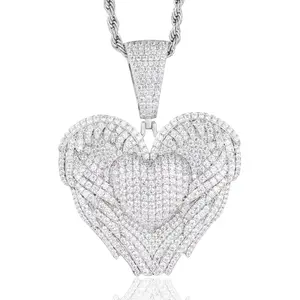 【#CMP8】Feather Love Pendant UCCIYO Lab-Created Moissanite Pendant Copper Moissanite Pendant Necklace for Women Men Hip Hop Jewelry Gift