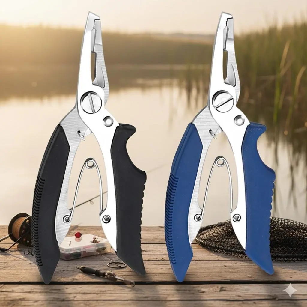 Professional Fishing Pliers Kit: Stainless Steel Line Cutter, Durable Multi-Tool for Saltwater & Freshwater Fishing, Braid Scissors, Hook Remover Accessories for Anglers.