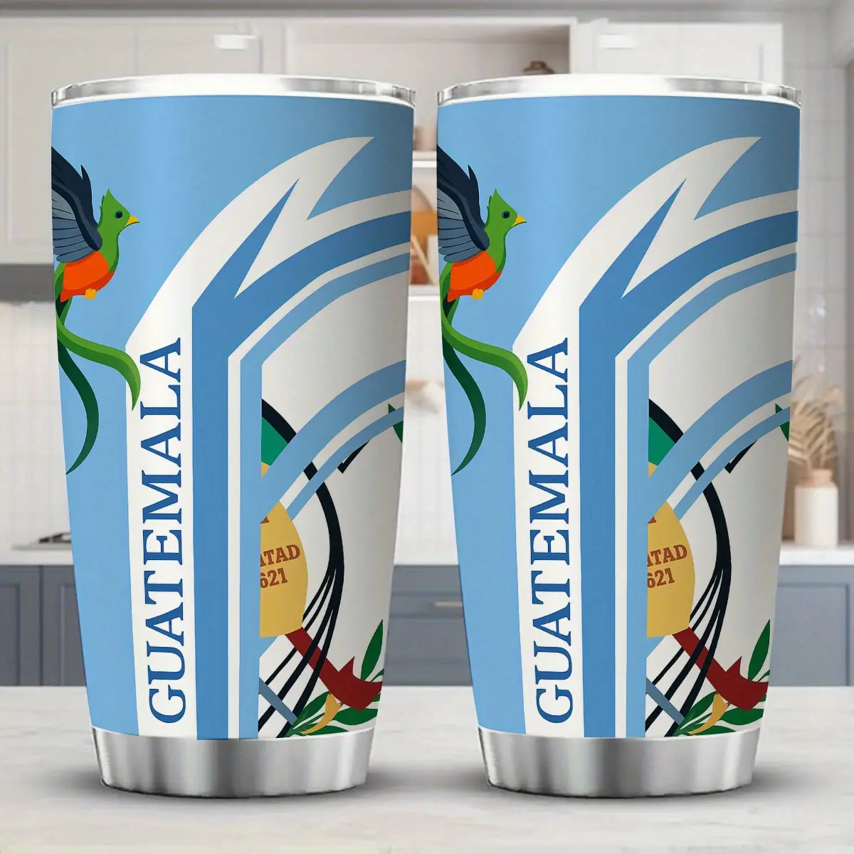 1pc 20oz Guatemala Bird Pattern 304 Stainless Steel Insulated Water Bottle - Leakproof, Vivid Bird and Nature Design, Perfect for Gym, Workout, Office, Reading - Ideal for Cultural Enthusiasts, Outdoor Hydration | Vivid Water Bottle | Durable water contai