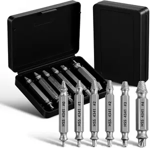 Damaged Screw Extractor Set - Remover for Stripped Screws Nuts & Bolts, Drill Bit Tools for Easy Removal of Rusty & Broken Hardware, 6PC HSS Drill Bit Bolt Extractor Kit drive ratchet