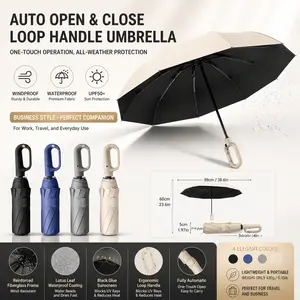 Automatic Folding Business Gift Umbrella, Portable Sunshade Umbrella, Windproof Waterproof UV Protection, Lightweight Design, Four Elegant Colors