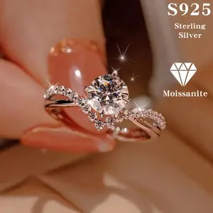 1 Karat 6.5 Moissanite Ring Single Heart-Shaped Artificial Diamond 925 Sterling Silver Full Heart Valentine's Day Gift 2.4G