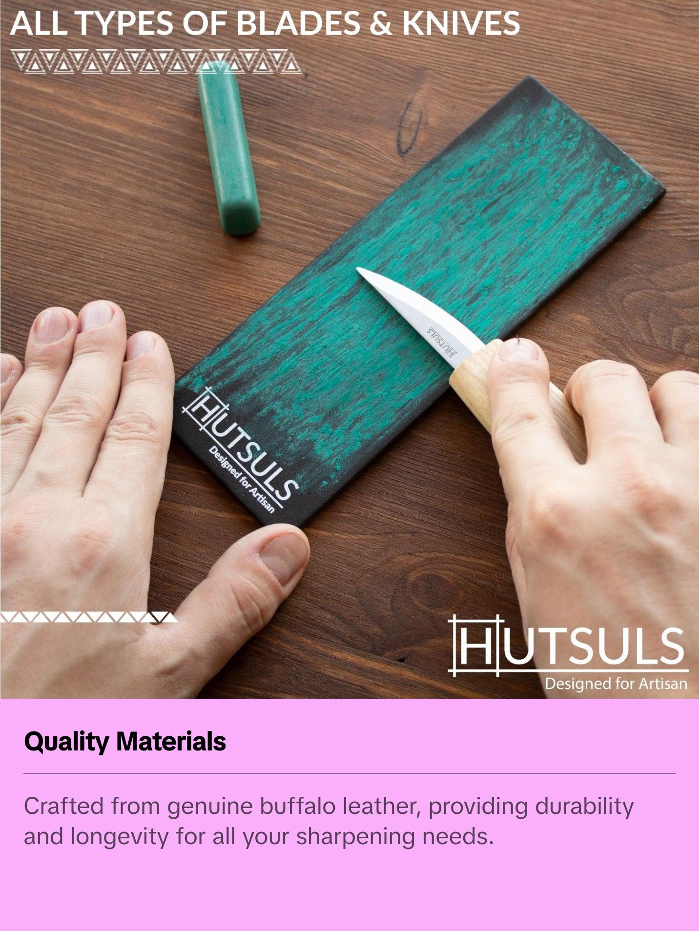 Hutsuls Black Leather Strop with Compound - Stropping Kit, Green Honing Compound & Vegetable Tanned Two Sided Leather Strop Knife Sharpener Hutsuls Black Leather Strop with Compound - Stropping Kit, Green Honing Compound & Vegetable Tanned Two Sided Leather Strop Knife Sharpener