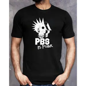 Short - sleeve Tee with "PBS IS PUNK" Graphic
