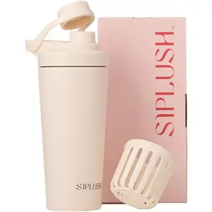 Paradise Shaker Bottle for Women 24 oz - Stainless Steel Smoothie & Pre Workout Shaker Cup | Leak-Proof, Quiet Agitator, No Blender Ball | Creamy Pink