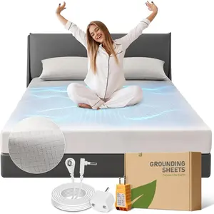 Grounding Sheets for  Sleep, Luxuriously Soft & Cooling, 60% Viscose Derived from , 30% ,10% Pure  Fiber Sheet, Gray  Size