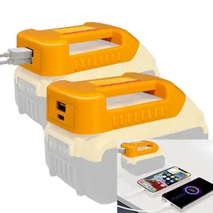 2Pcs USB Adapter Fits for Dewalt 20V Battery, Adapter with Type-C and USB-C Output Ports for Outdoor Indoor Work