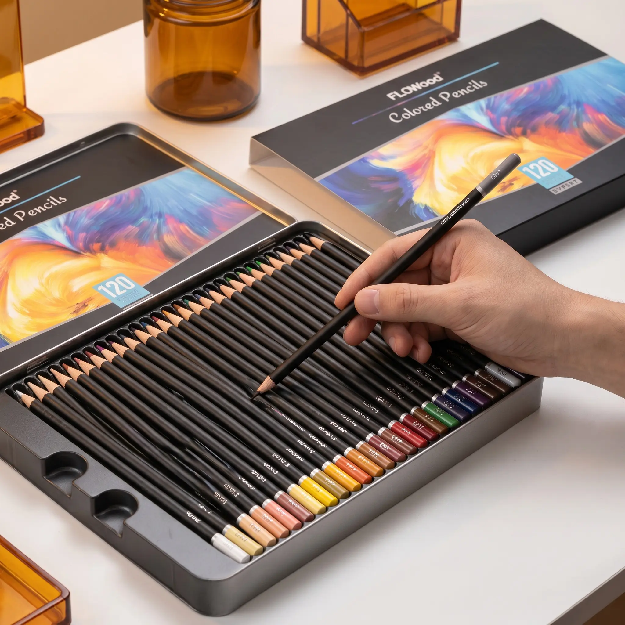 120 Colored Pencils, Oil Colored Pencils for Adult Coloring Books, Soft Core with Vibrant Colors for Artists, Shading & Blending