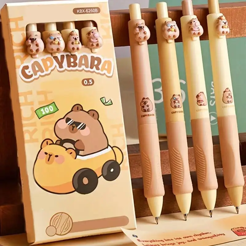 Cute Cartoon Capybara Design Mechanical Pencil Set, 4 Counts 0.5mm HB Mechanical Pencil, Writing Pencil for Office School Student