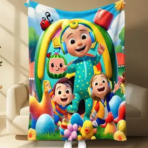 Soft Funny Throw Blanket Cocomelon - Childish Themed Blanket Featuring Cute Cartoon Characters. Perfect for a Bedroom or Children's room. A Great Gift for Children.