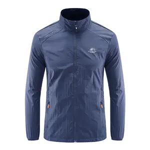 Men’s lightweight, breathable, sun-protective stand-collar jacket for everyday casual wear—ideal for summer outdoor cycling and fishing.