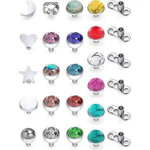 14G Dermal Piercing Jewelry Anchor Tops and Base Titanium Microdermals Piercing for Women Men CZ Ball Flat Moon Star Opal Heart 2mm 3mm 4mm