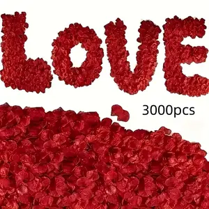 3000Pcs Artificial Rose Petals for Wedding Decor - Realistic Silk Fake Flower Petals Bulk, Valentine's Day Party Confetti, Romantic Proposal Aisle Runner, Table Scatter, DIY Crafts & Anniversary - Vibrant, Reusable