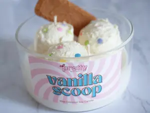 Vanilla Ice Cream Scoop Candle with Biscoff Cookie & Sprinkles - Realistic Foodie Candle - Handmade Dessert Decor - Sundae Candle