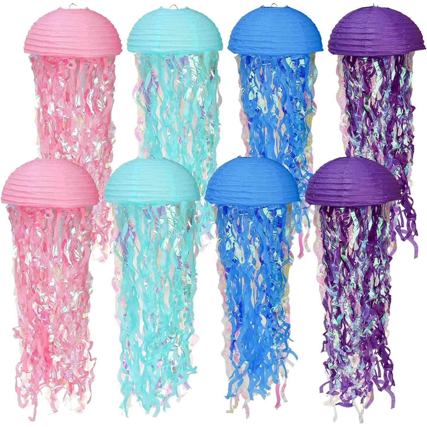 8 count Jellyfish Paper Lantern, Gradient Colorful  Hanging Jellyfish Decor, Under The Sea Party Decoration for Birthday  Theme Party  Shower
