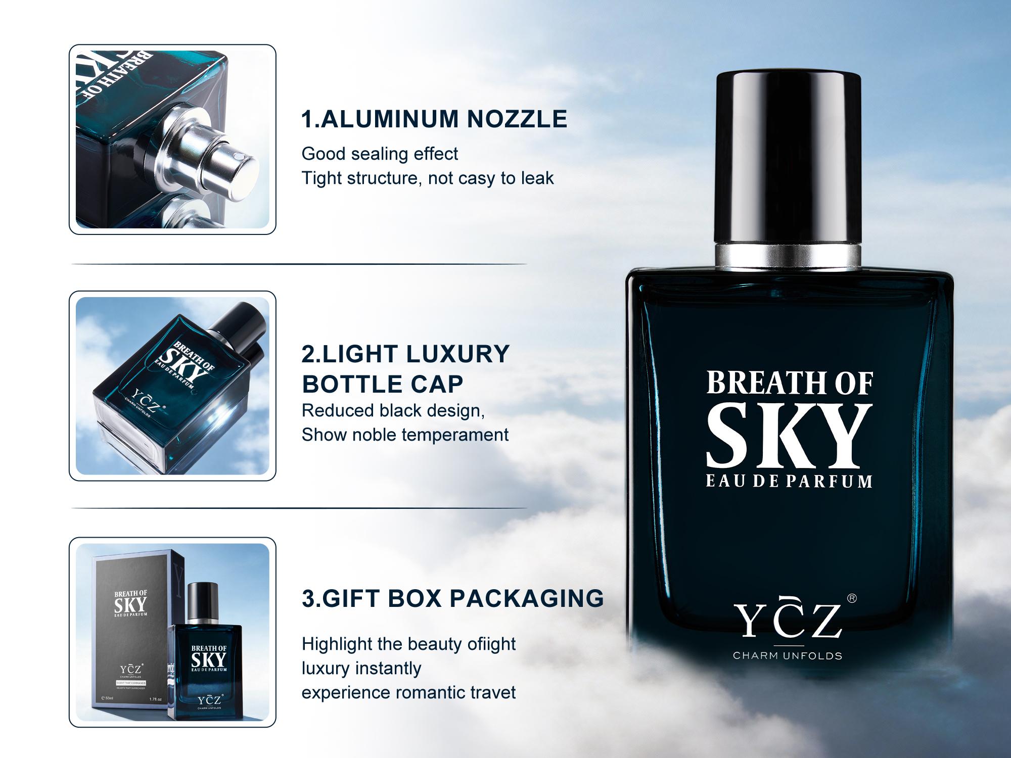 【New Arrival】YCZ Breath of Sky Eau de Parfum Unisex 50ml Fresh Airy Scent Premium Aromatic Woody Fragrance with Orange Blossom Rose Vanilla Amber Musk for Him & Her Elegant Arabian Perfume Luxurious Gift