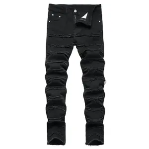 JUNBAOSS 2025 Fashion Mens Slim Fit Stretch Jeans Ripped Skinny Jeans for Men,Distressed Straight Leg Casual Comfort Flex Waist Denim Pants,Menswear Classic Street Style Cotton Fabric Natural Hipster Personalized Stylish Trouser Pockets FallFreshness