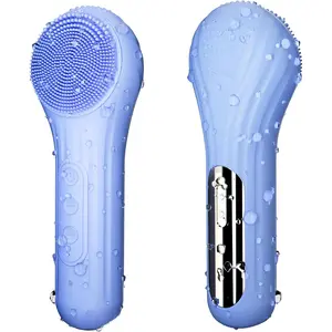 Rechargeable Electric Silicone Face Scrubber - 5 Modes Waterproof Face Care Products, Facial Cleansing Brush for Deep Cleansing, Exfoliating, Massage (Blue, for Men & Women)