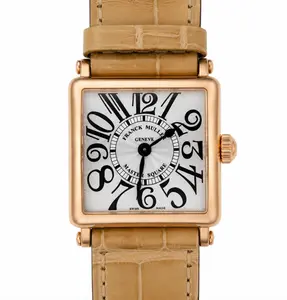 Franck Muller Master Square 6002 P 22.5mm Quartz White Dial with Black Arabic Numerals 18K Rose Gold Ladies Watch WHT032643
