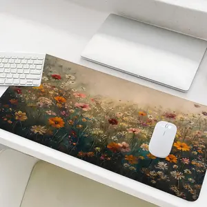 Vintage Flower Pattern Mouse Pad, Rectangle Gaming Mouse Pad, Office Desk Keyboard Mouse Pad for Home Office Game Room, Office Accessories