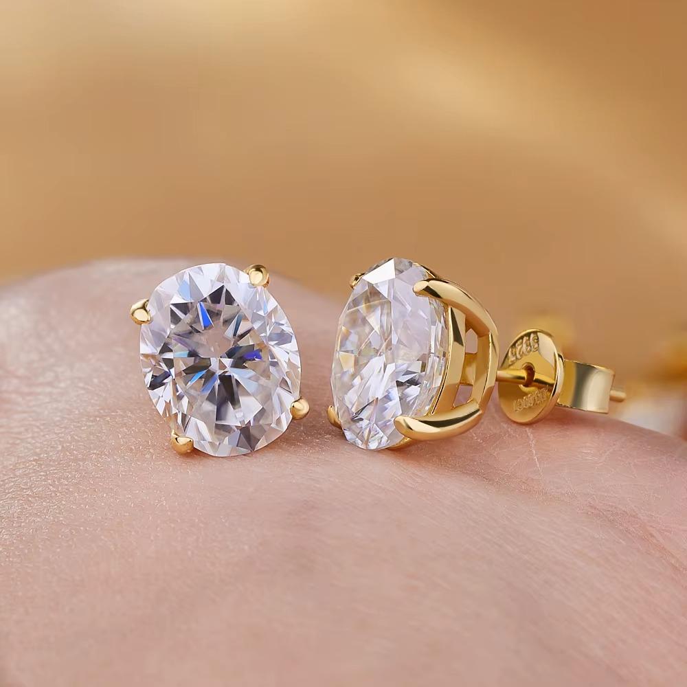 0.5-5ct Oval Cut Moissanite Stud Earring for Women D Color Sparkling Diamond 925 Sterling Silver Ear Studs Party Jewelry Gifts