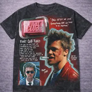 Fight Club T-shirt, Tyler Durden & Edward Norton Graphic Tee, Iconic Movie Quotes, Marla Singer & Soap Bar Design, Vintage Style, Unisex Fit, Gift for Movie Lovers, Charcoal Gray T-shirt